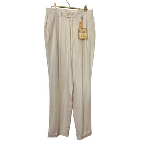 Tommy Bahama Womens Silk Pleated Straight Leg‎ Pants Size 14 White Resort Vacay